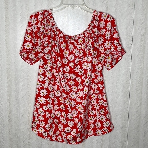 ❤️ 🆕 SHEIN Floral ruffle trim off shoulder top Size 1XL - Picture 3 of 5
